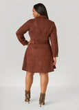 Faux Suede A Line Shirtdress