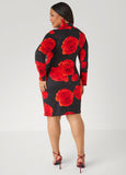 Rose Print Faux Wrap Dress