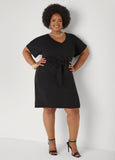 Plus Size Belted Shift Dress Plus Size Textured Everyday Dress