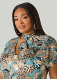 Tie Neck Printed Midaxi Dress
