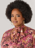 Tie Neck Printed Midaxi Dress