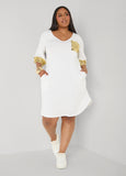Sequined Terry T Shirt Dress