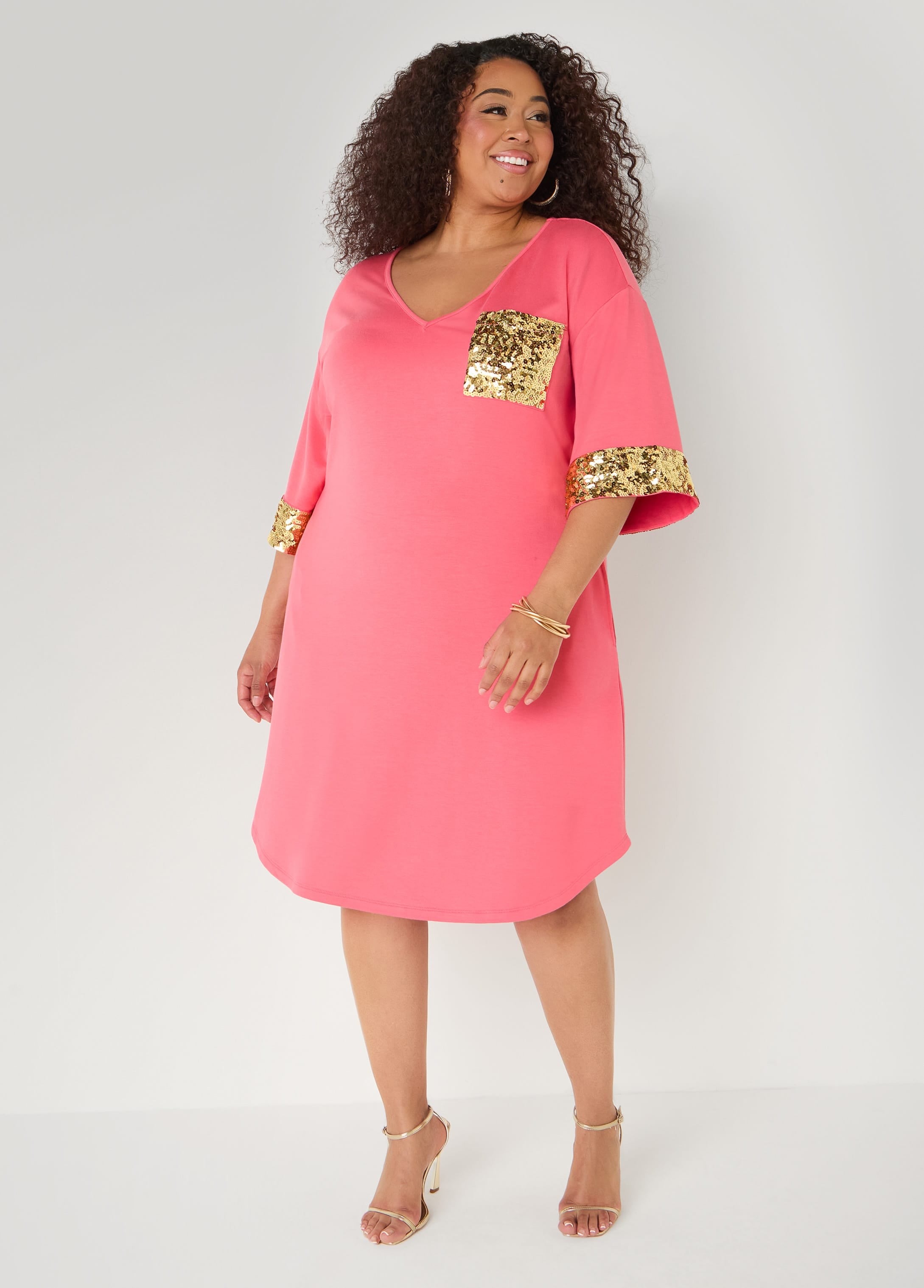 Sequined Terry T Shirt Dress