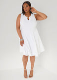 Plus Size Dress A Line Little White Dress Fit Flare Dress Knit Dress