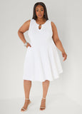 Plus Size Dress A Line Little White Dress Fit Flare Dress Knit Dress