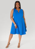 Plus Size Dress A Line Little Blue Dress Fit Flare Dress Knit Dress