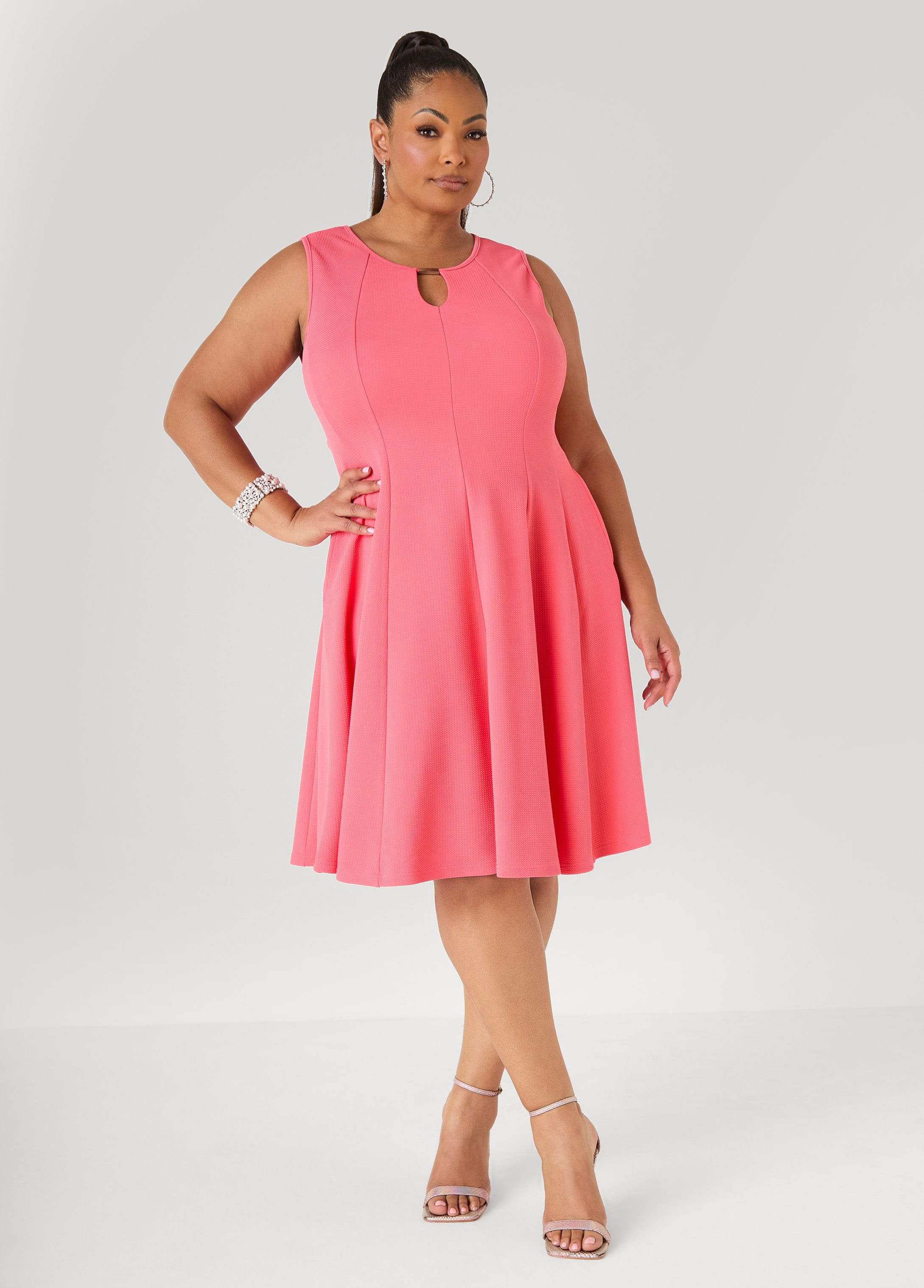 ashley stewart skater dress Ashley Stewart Cage Neck Skater Dress