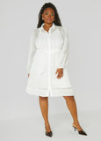 Plus Size Belted Organza Shirtdress