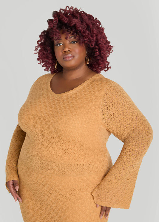 Plus Size Pointelle Knit Top Plus Size Knit Set Matching Two Piece