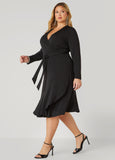 Belted Faux Wrap Dress