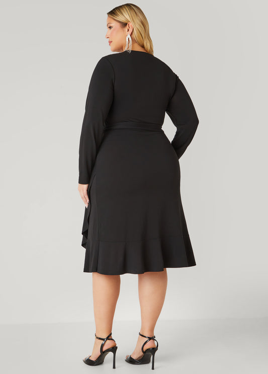 Belted Faux Wrap Dress