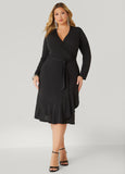Plus Size Belted Faux Wrap Dress