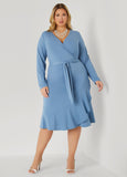 Plus Size Wrap Knit Dress LBD Dress Blue Plus Size Red Dress