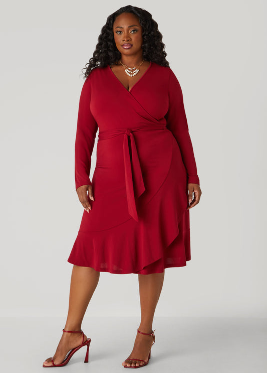Belted Faux Wrap Dress