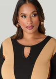 Cutout Colorblock A Line Dress
