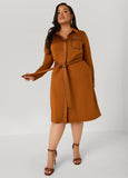 Belted Stretch Knit Shirtdress