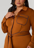 Belted Stretch Knit Shirtdress