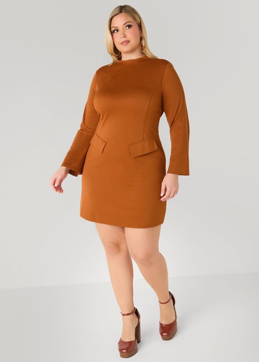 Plus Size Split Bell Cuff Mini Dress