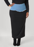 Denim Paneled Maxi Skirt