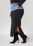 Denim Paneled Maxi Skirt