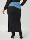 Denim Paneled Maxi Skirt