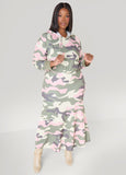 Flounced Camo Maxi Dress