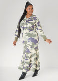 Flounced Camo Print Maxi Dress
