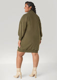 Button Front Sweatshirt Dress