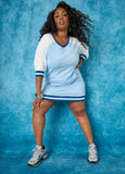 Plus Size Two Tone Sneaker Dress Casual Everyday Terry T Shirt Dress