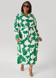 Button Detail Geo Maxi Shirtdress