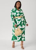 Button Detail Geo Maxi Shirtdress
