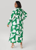 Button Detail Geo Maxi Shirtdress