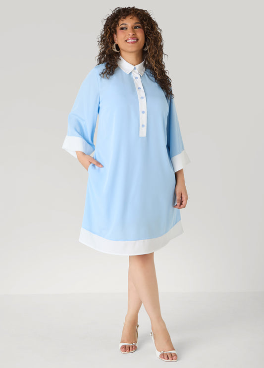 Two Tone Swing Shirtdress