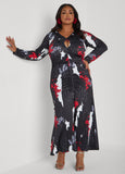 Cutout Abstract Print Maxi Dress