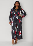 Cutout Abstract Print Maxi Dress