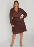 Fringed Faux Wrap Dress