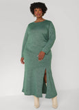 Plus Size Gathered Marled T Shirt Maxi Dress