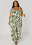 Leaf Print Wide Leg Jumpsuit