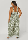 Leaf Print Wide Leg Jumpsuit