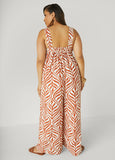 Leaf Print Wide Leg Jumpsuit