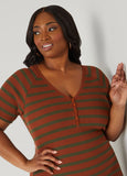 Ribbed Striped T Shirt Dress