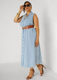 Button Front Striped Shirtdress