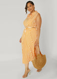 Button Front Striped Shirtdress
