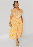 Button Front Striped Shirtdress