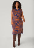 V Neck Intarsia Sweater Dress