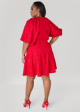Balloon Sleeved Matelasse Dress