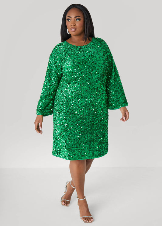 Plus Size Sequin Velvet Sheath Dress