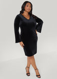 Plus Size Lace Trimmed Velvet Dress