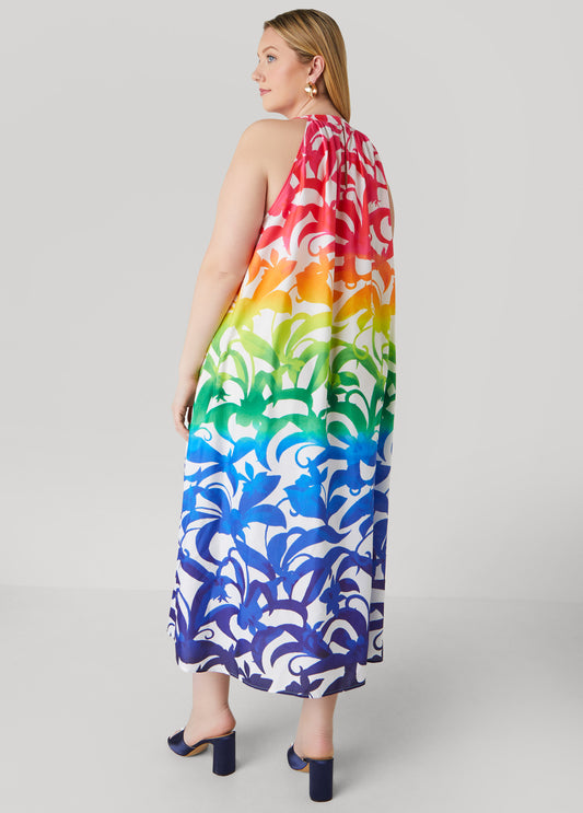 Ombre Floral Print Maxi Dress