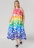 Plus Size Ombre Floral Print Maxi Dress